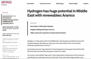 «إس آند بي جلوبال بلاتس»: إمكانات هائلة لسوق الهيدروجين تنطلق من السعودية