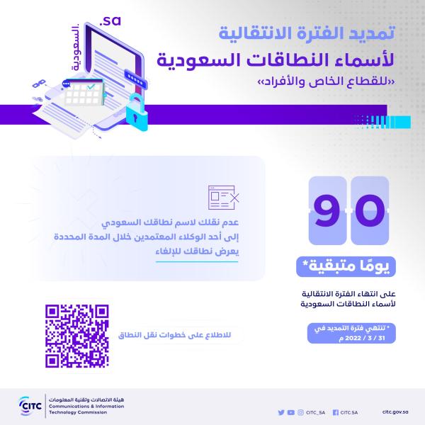 تمديد الفترة الانتقالية لأسماء النطاقات السعودية لثلاثة أشهر