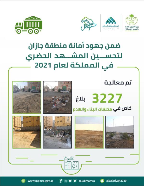 معالجة 3227 بلاغًا عن مخلفات الهدم والبناء في جازان