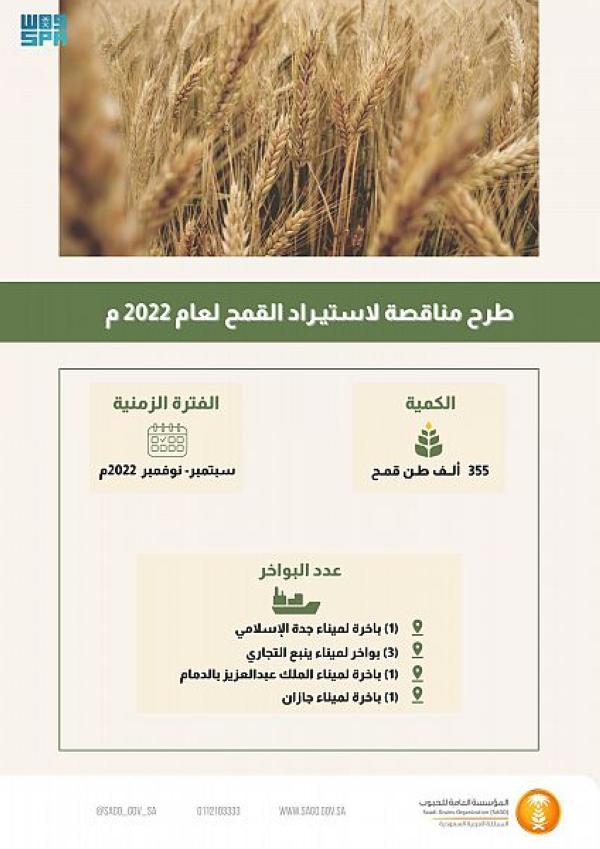 طرح مناقصة لاستيراد 355 ألف طن قمح