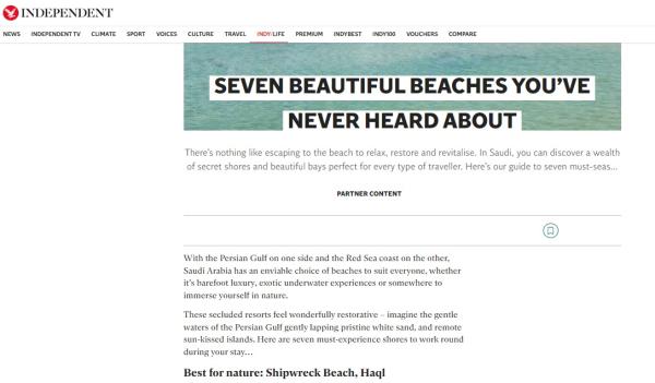 الإندبندنت: 7 شواطئ سعودية من الأجمل حول العالم