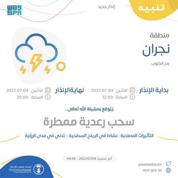 سحب رعدية ممطرة على محافظة بدر الجنوب