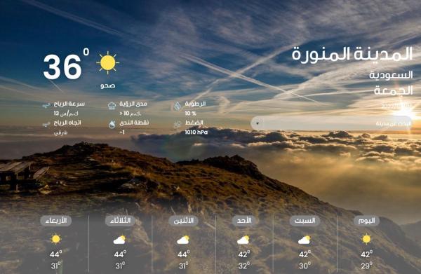 طقس المدينة المنورة في 5 أيام