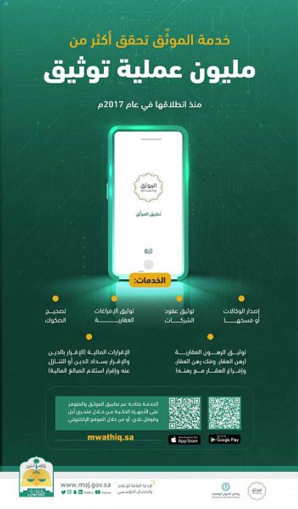 مليون عملية توثيق عبر «الموثّق »