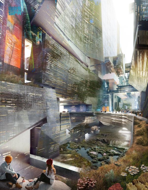 ولي العهد يعلن تصاميم«ذا لاين»مدينة المستقبل في نيوم