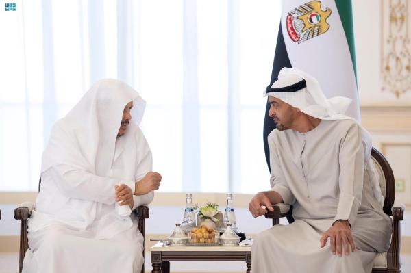رئيس الإمارات يستقبل رئيس الشورى ويستعرضا العلاقات الأخوية