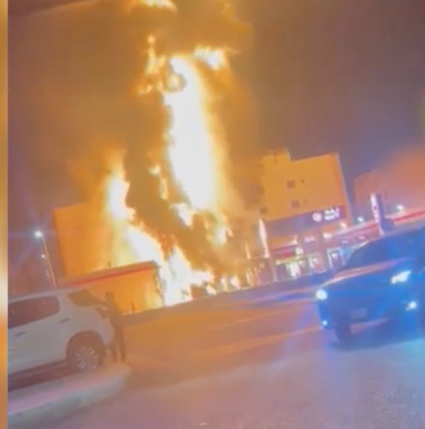 عاجل: حريق في  محطة نفط بالمدينة المنورة