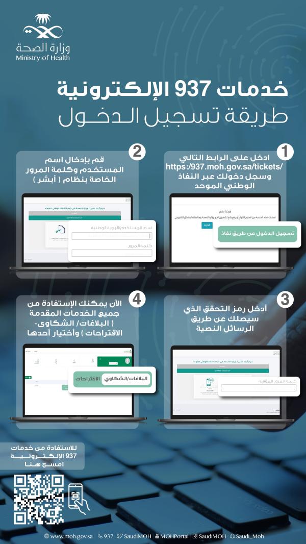خدمة 937 تُعد إحدى أحدث الخدمات الإلكترونية - حساب وزارة الصحة على تويتر