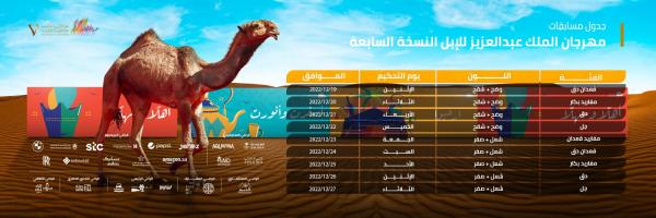جدول مسابقات مهرجان الملك عبد العزيز للإبل في نسخته السابعة - نادي الإبل على تويتر 