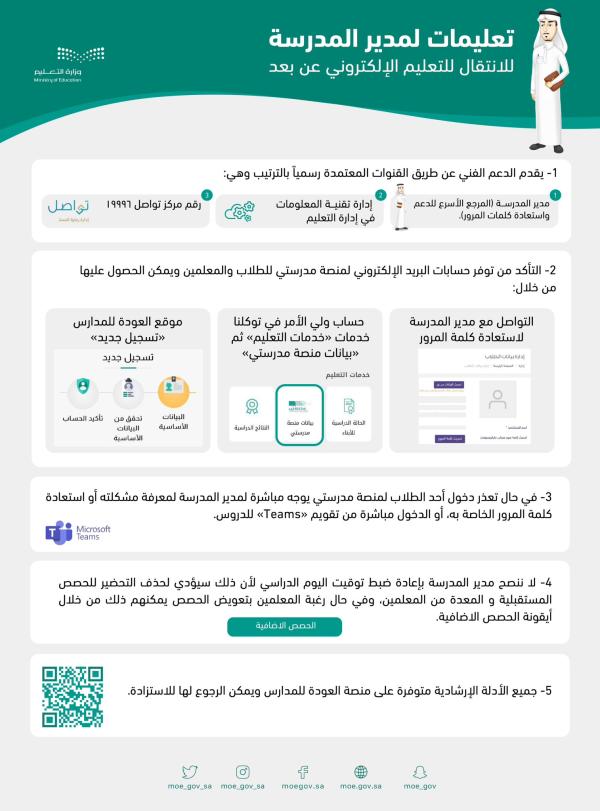 تعليمات لمديري المدارس - حساب منصة مدرستي على تويتر