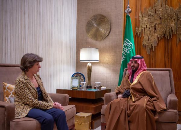 ولي العهد يستقبل وزيرة خارجية فرنسا