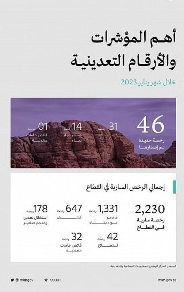 إصدار 46 رخصة تعدينية خلال شهر