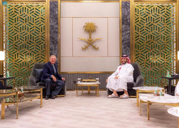 ولي العهد يجتمع مع عضو مجلس الشيوخ الأمريكي ليندسي جراهام