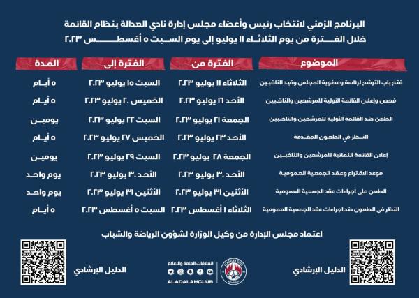 11 يوليو فتح باب الترشح لإدارة العدالة 