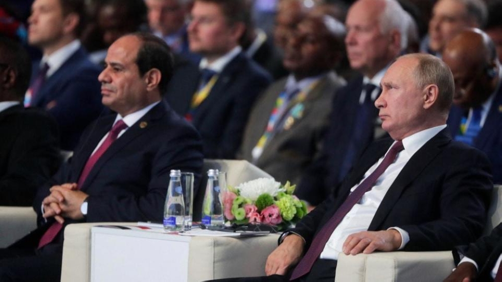 الرئيسان بوتين والسيسي خلال أعمال القمة الروسية الإفريقية الثانية - موقع ruptly