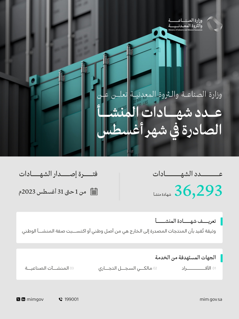 إصدار 36 ألف «شهادة منشأ» في شهر