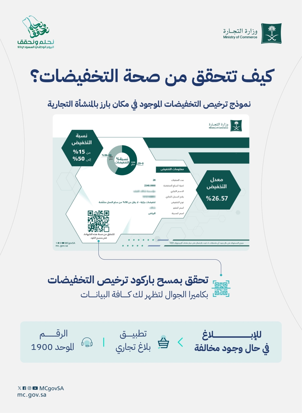 نموذج ترخيص التخفيضات يحتوي على باركود يمكن مسحه بكاميرا الجوال- إكس الوزارة