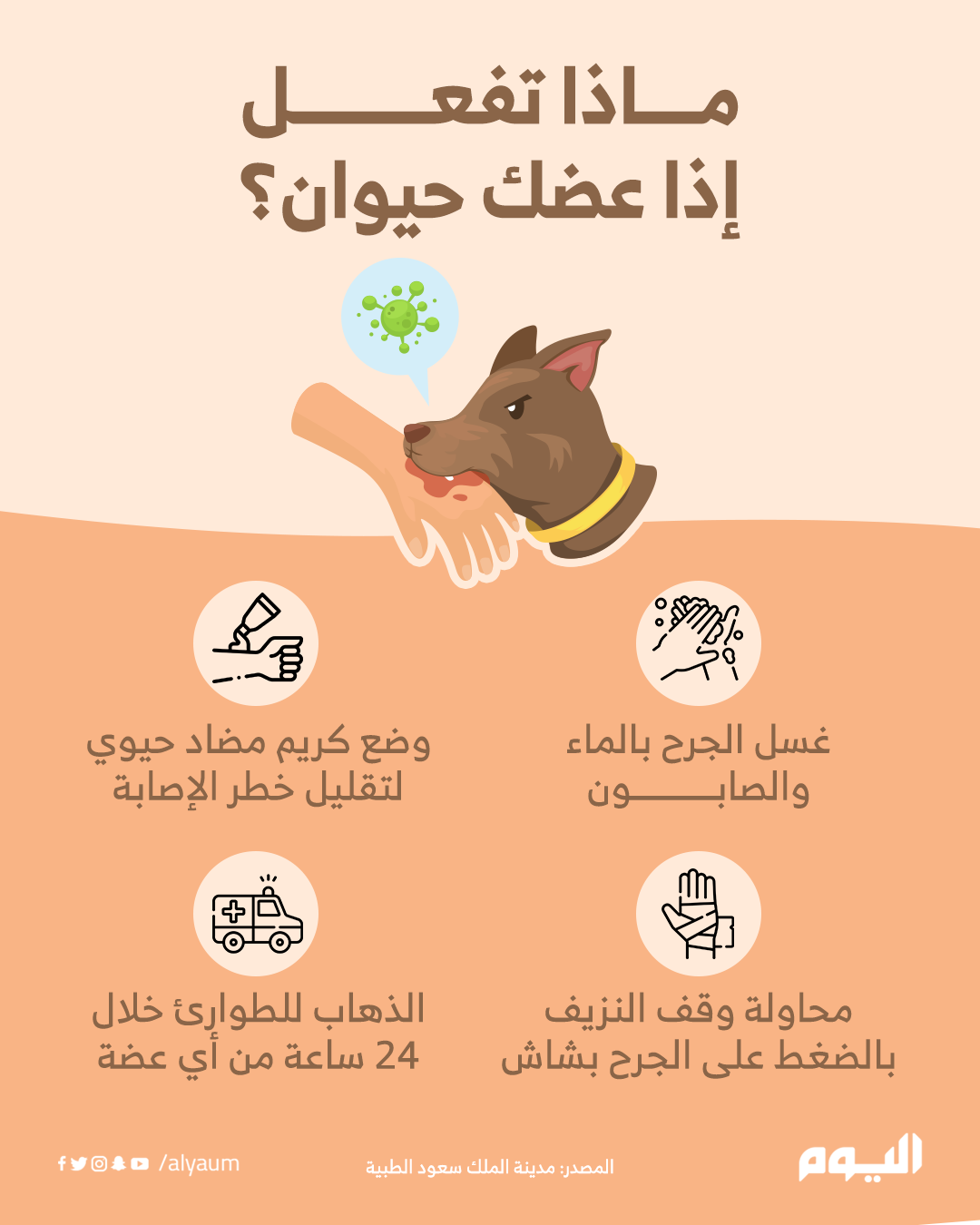 ماذا تفعل إذا عضك حيوان؟