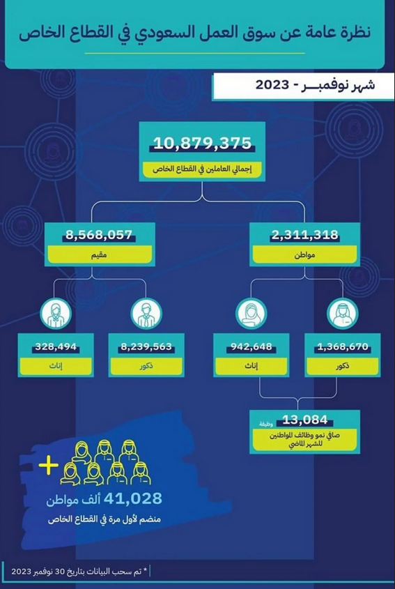 41 ألف سعودي ينضمون حديثا للعمل بالقطاع الخاص خلال شهر