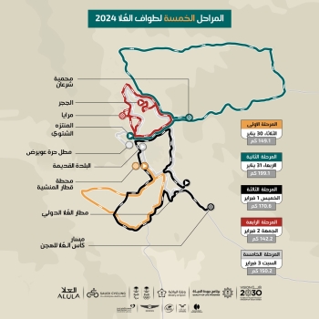 اللجنة المنظمة لطواف العلا 2024 تُعلن عن مراحل السباق وأسماء الفرق المشاركة
