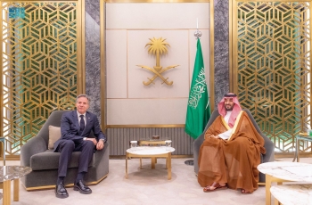 ولي العهد خلال اجتماعه مع وزير الخارجية الأمريكي - واس