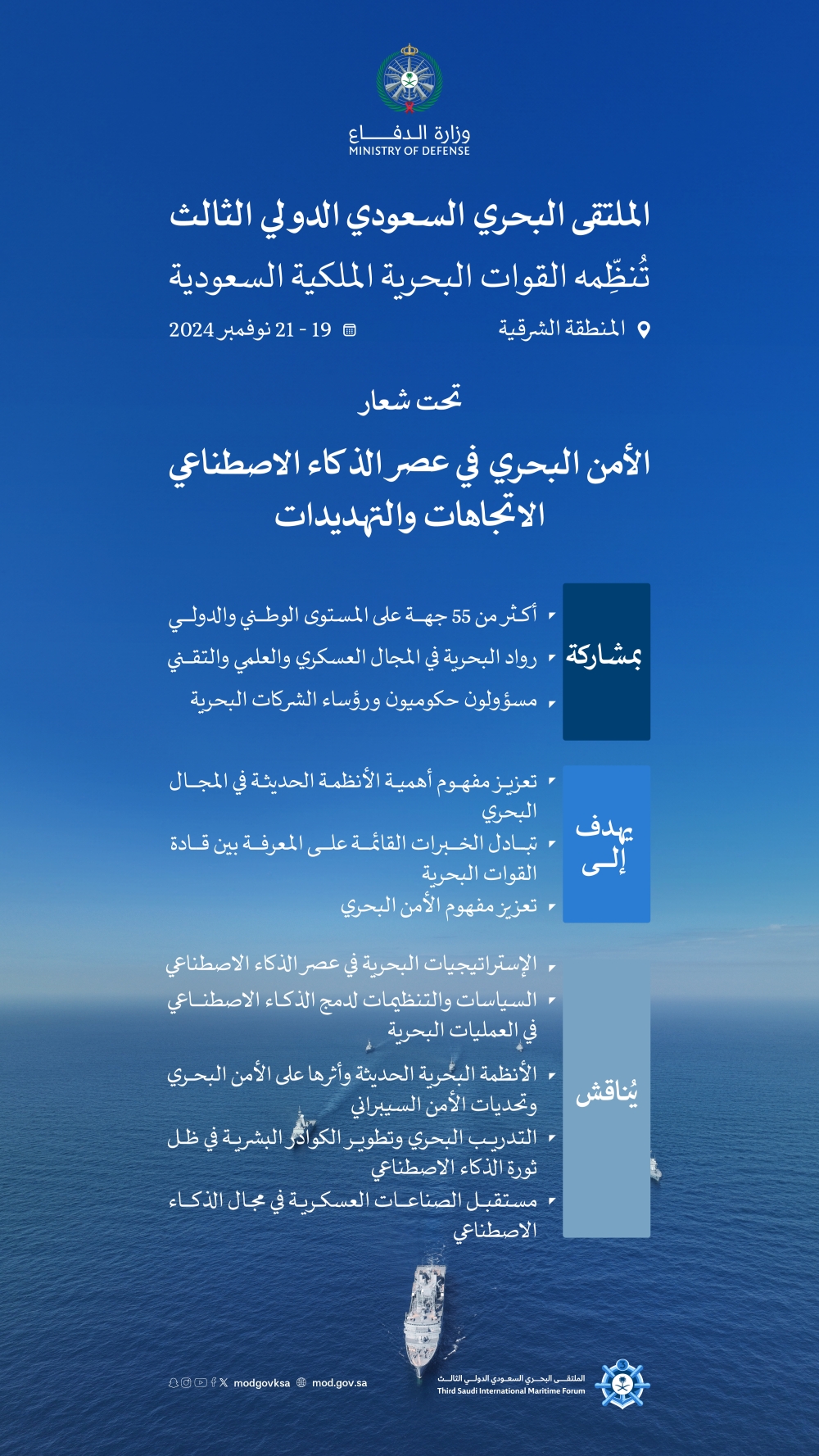 5 محاور استراتيجية بالملتقى البحري السعودي الدولي الثالث