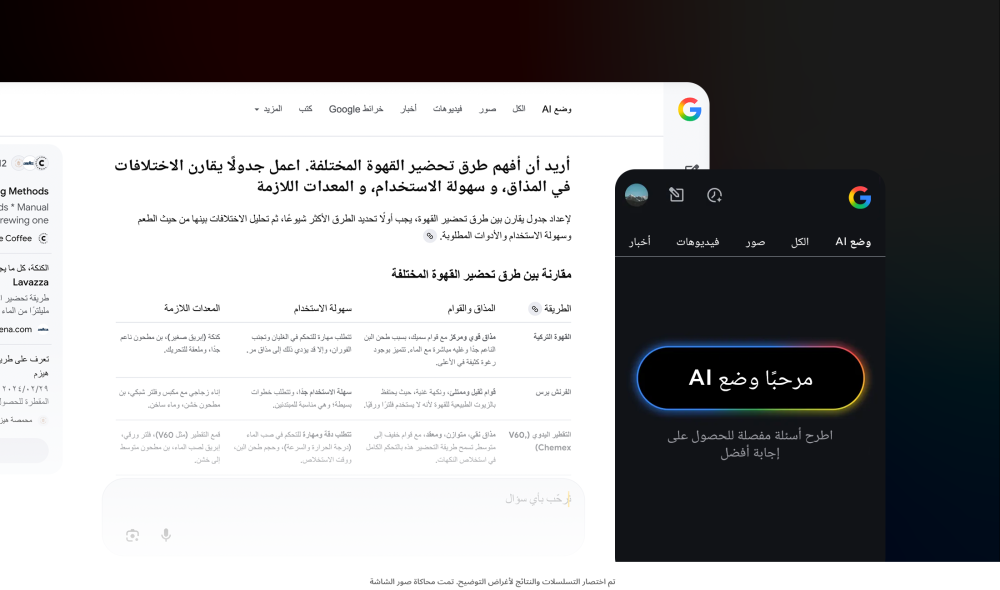 جوجل تتيح وضع الذكاء الاصطناعي 
