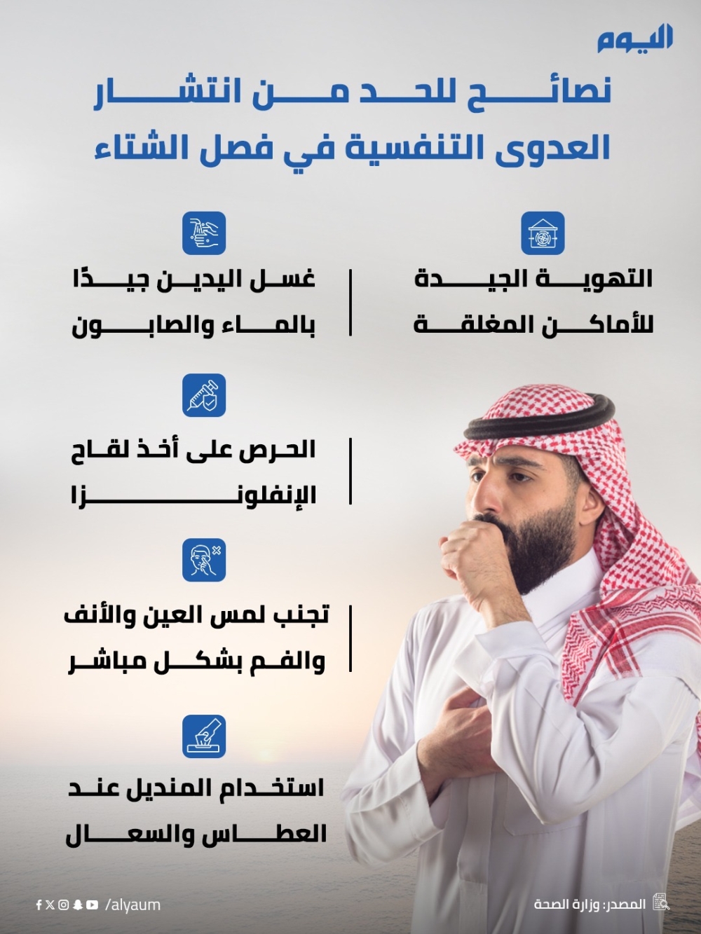 5 نصائح للحد من انتشار العدوى التنفسية في فصل الشتاء