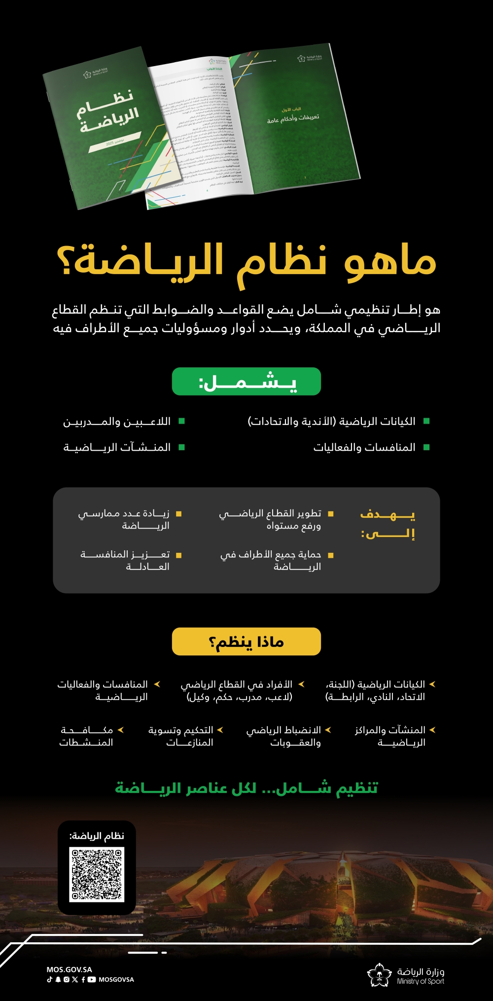 وزارة الرياضة تعلن بدء سريان نظام الرياضة