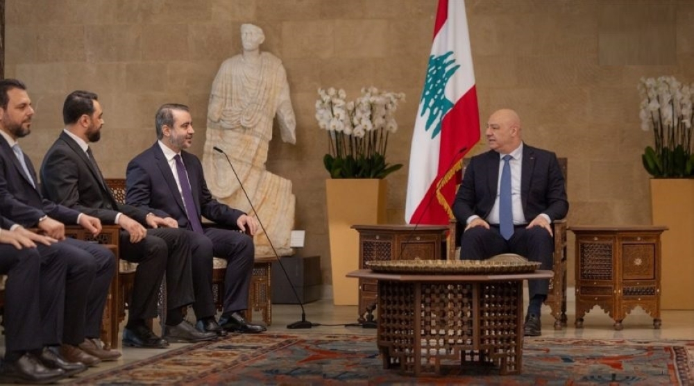 الرئيس اللبناني جوزيف عون خلال استقباله وزير الخارجية السوري أسعد الشيباني - سانا