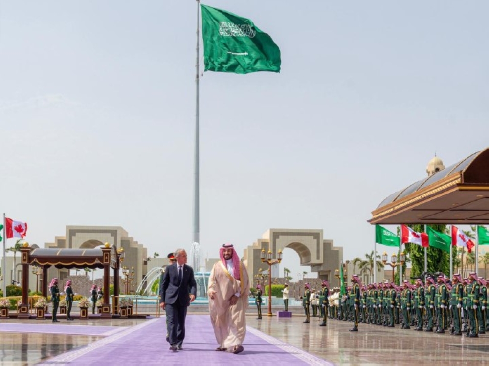 ولي العهد يستقبل رئيس وزراء كندا في قصر السلام بجدة - واس 
