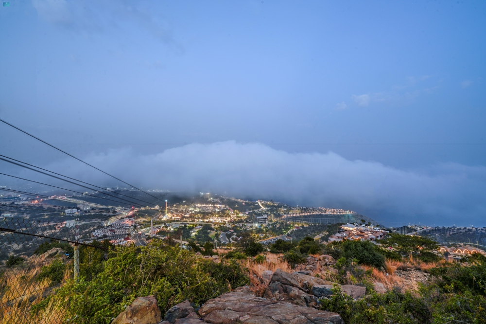 Photos | In a breathtaking scene, fog of Al-Baha paints a natural painting on mountain peaks