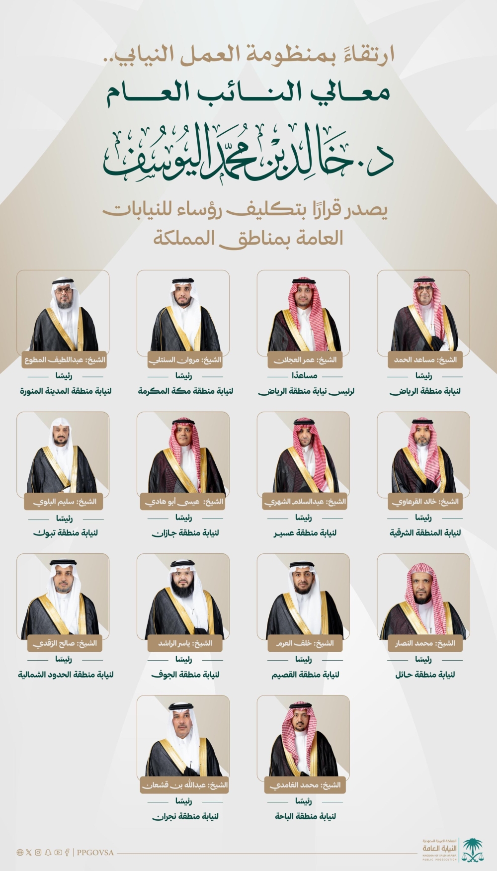 النائب العام يكلّف رؤساء النيابات العامة بمناطق المملكة
