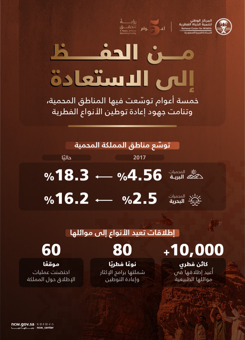 ارتفاع مساحة المحميات وإطلاق أكثر من 10 آلاف كائن - اليوم
