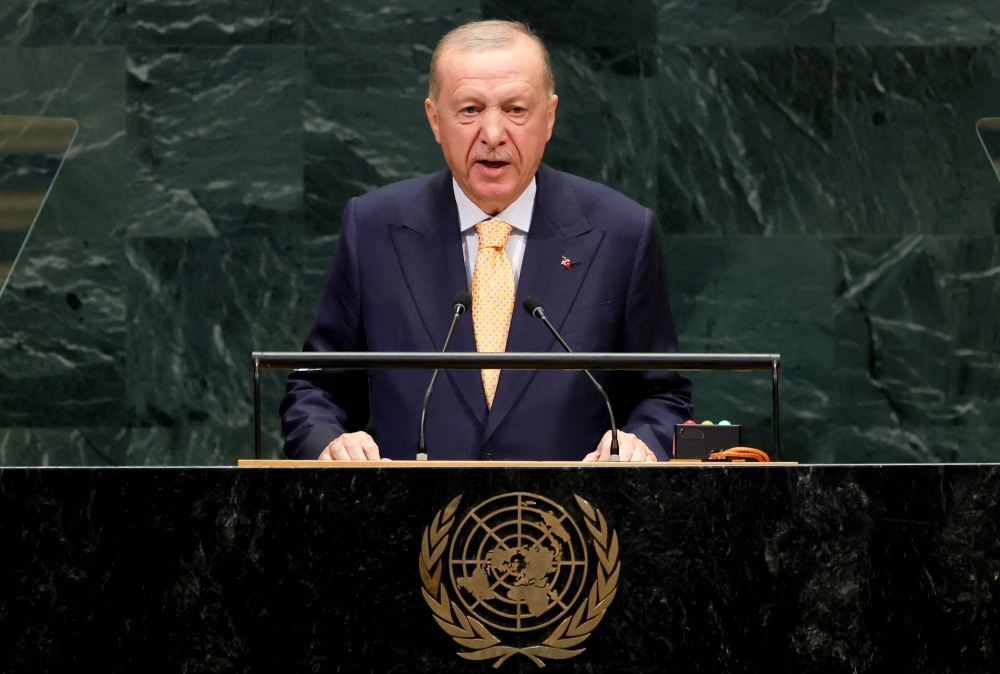أردوغان يلقي كلمة أمام الجمعية العامة للأمم المتحدة - أ ف ب