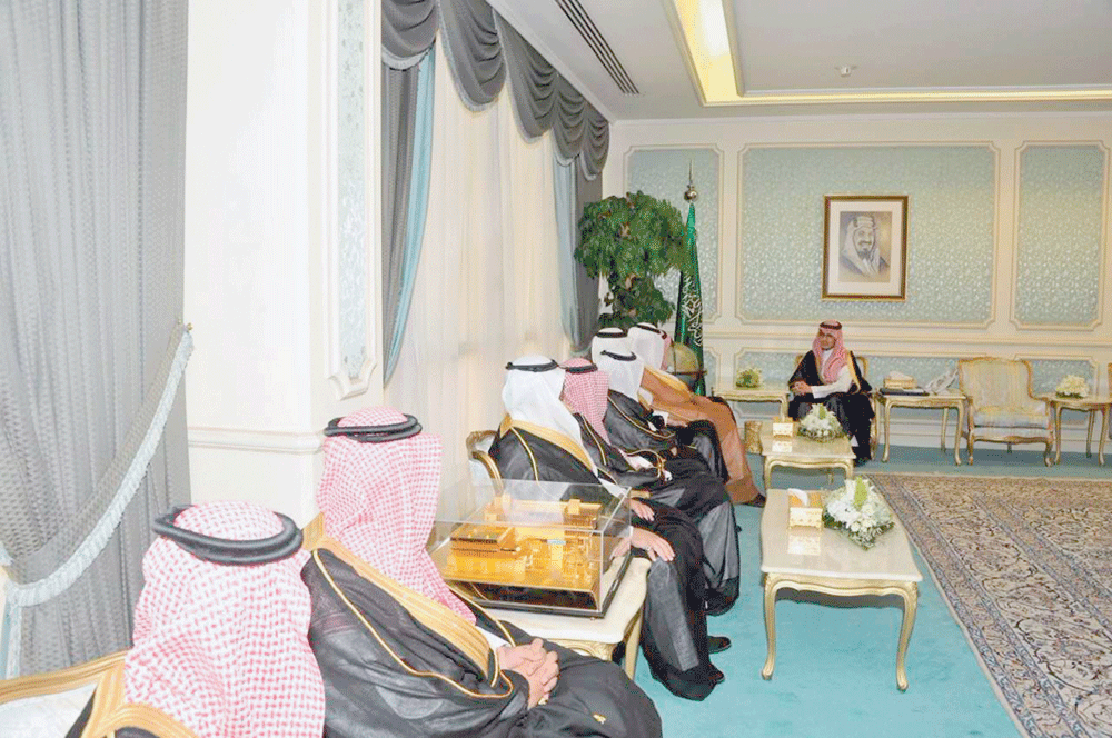  الأمير أحمد بن فهد خلال استقباله مديري مصلحة الجمارك (اليوم)