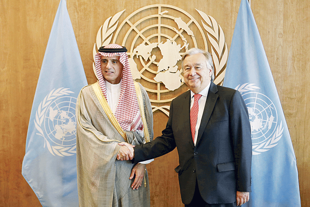 وزير الخارجية يلتقي بالأمين العام للأمم المتحدة في نيويورك (رويترز)