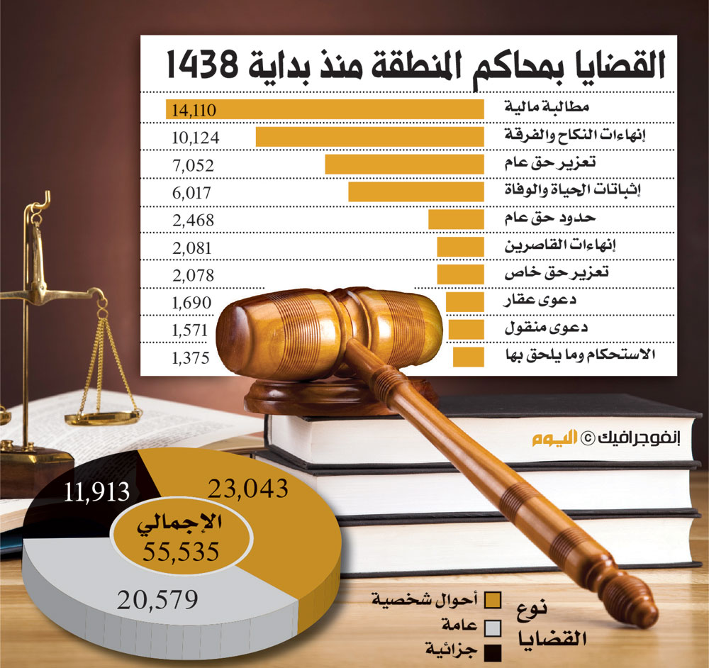 الأحوال الشخصية تتصدر قضايا محاكم الشرقية في النصف الأول