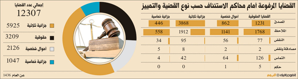 12 ألف قضية أمام محاكم الاستئناف بالشرقية في 1436