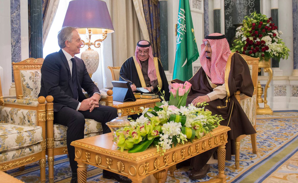 King Salman receives former British Prime Minister